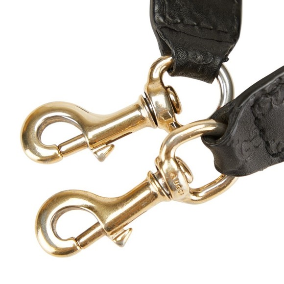 Gucci Guccissima Shoulder Strap in Black and Gold Leather for Women - Picture 6 of 7